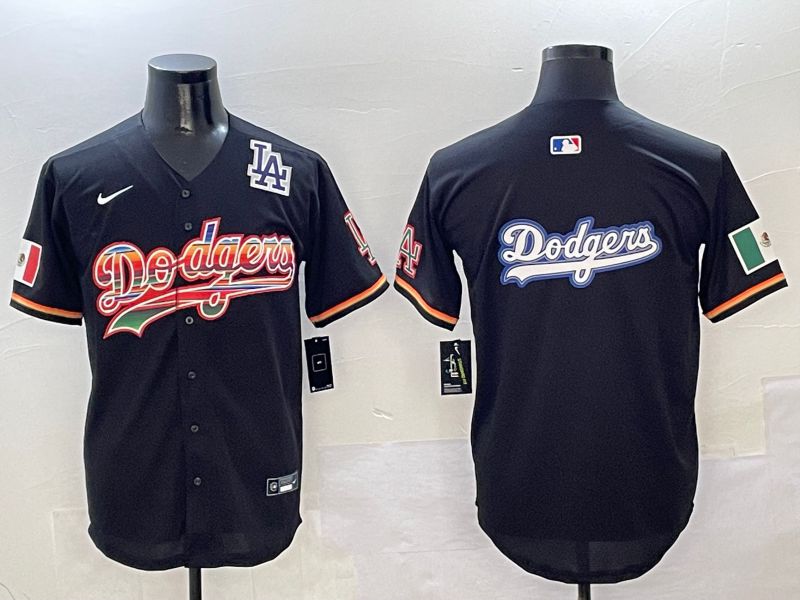 Men Los Angeles Dodgers Blank Black rainbow Nike 2025 MLB Jersey style 17